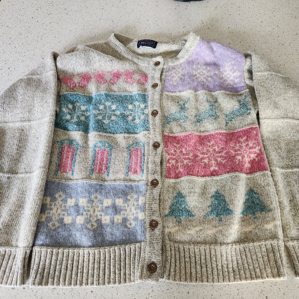 Vintage woolrich Christmas oversized grandma cardigan large
